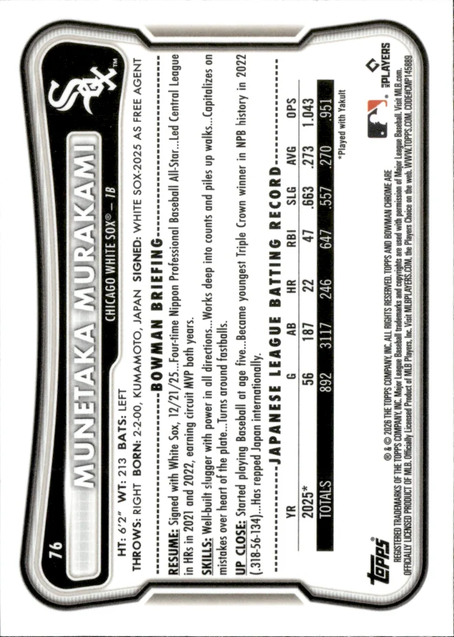 Munetaka Murakami card back