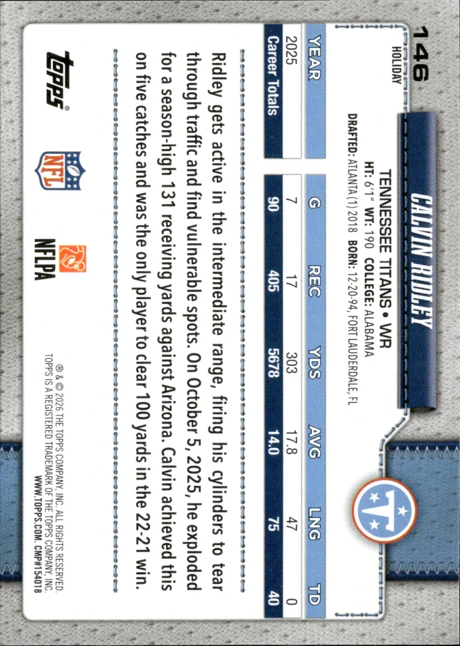 Calvin Ridley card back