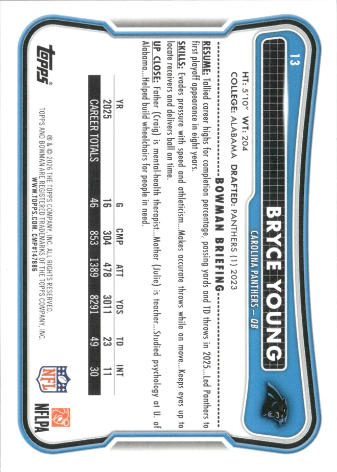 Bryce Young card back