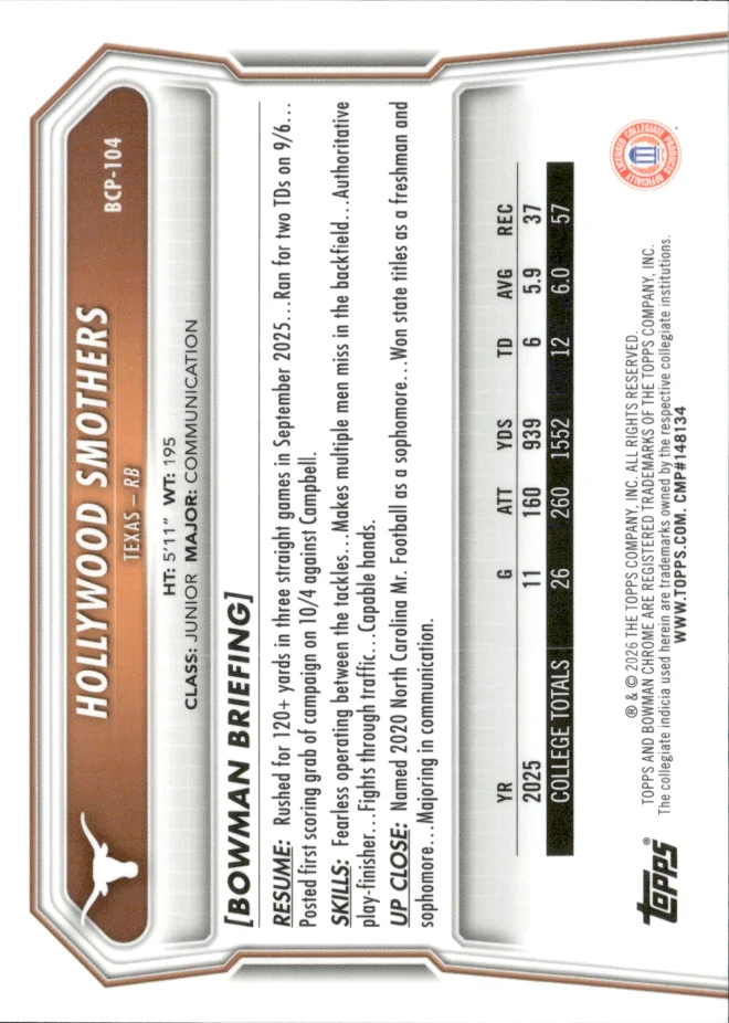 Hollywood Smothers card back