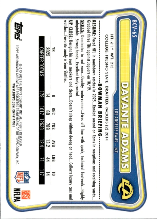 Davante Adams card back