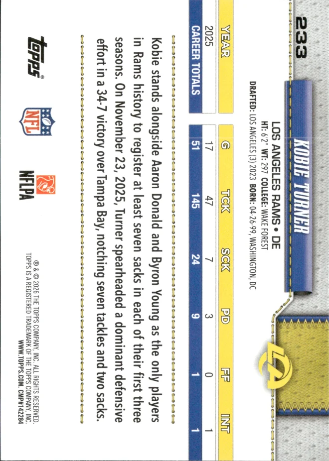 Kobie Turner card back