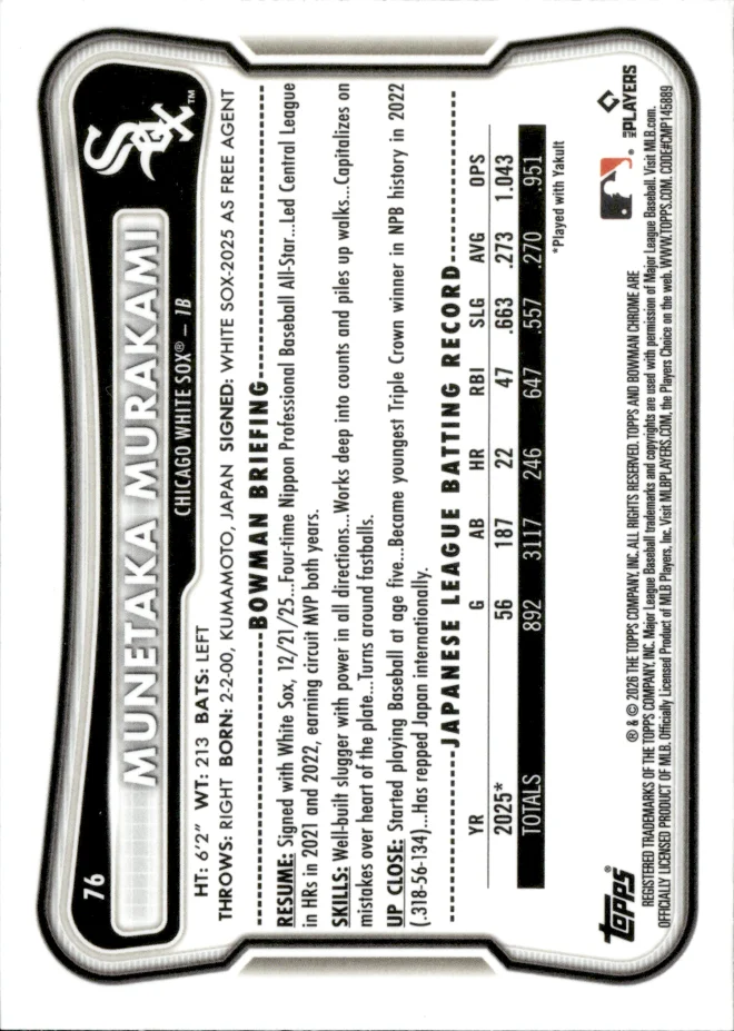 Munetaka Murakami card back