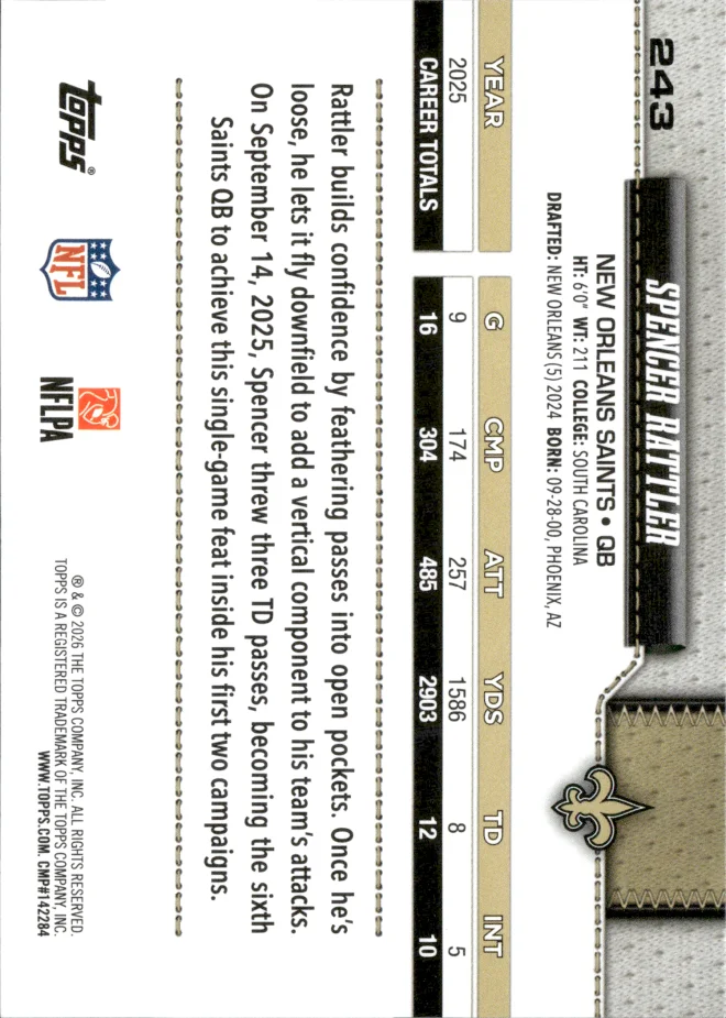 Spencer Rattler card back