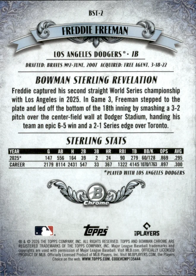 Freddie Freeman card back
