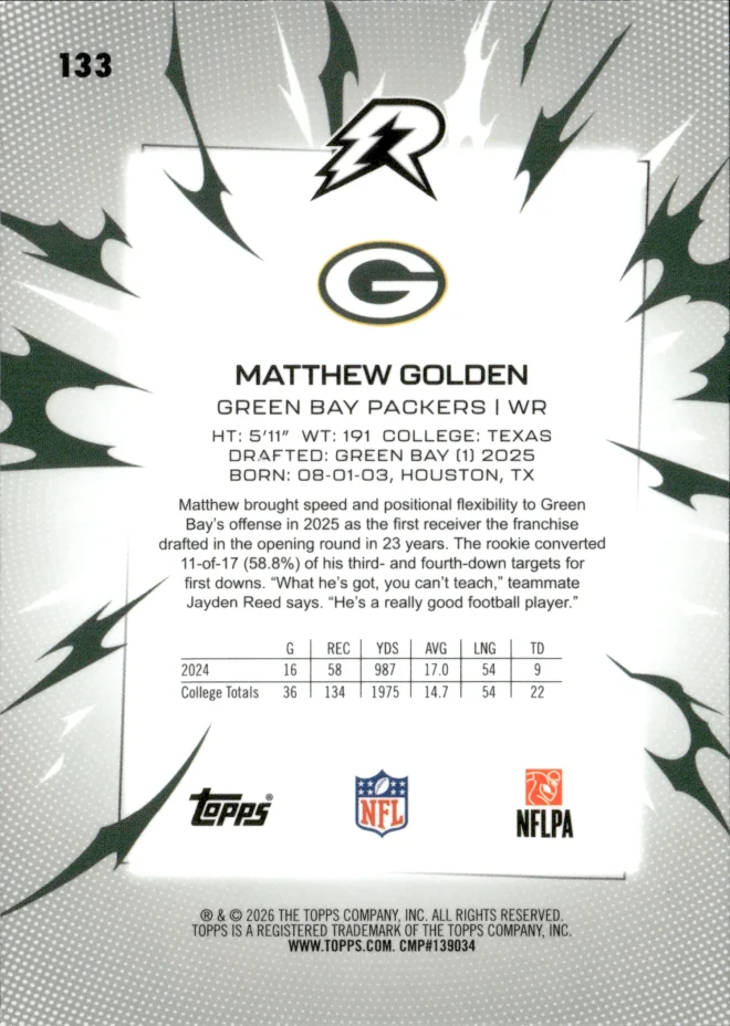 Matthew Golden card back