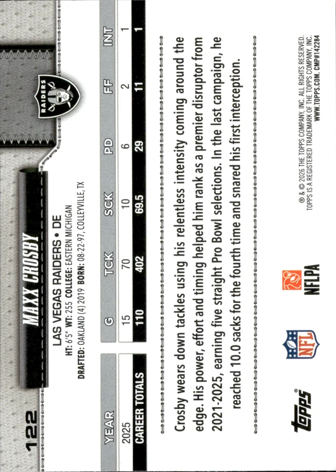 Maxx Crosby card back