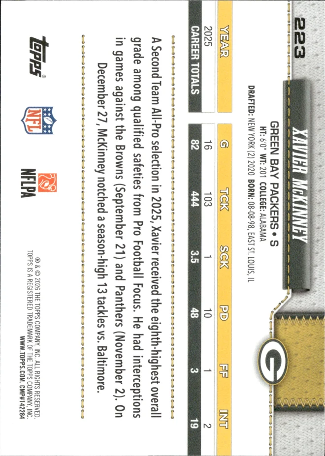 Xavier McKinney card back