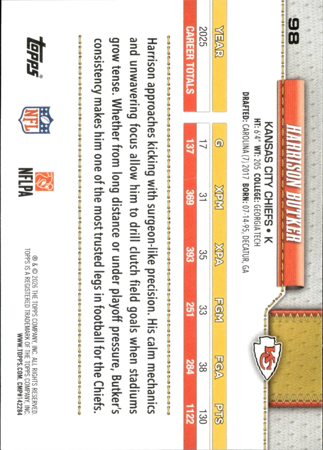 Harrison Butker card back