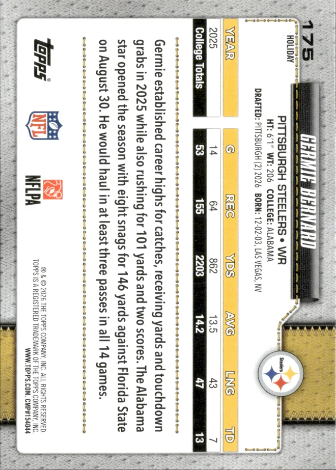 Germie Bernard card back