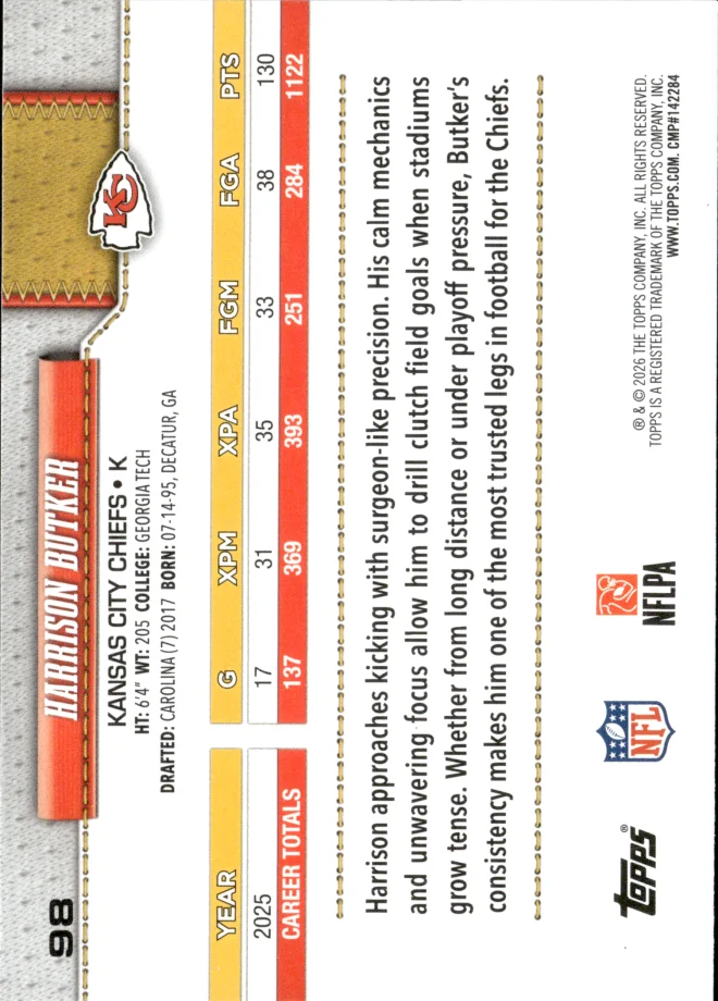 Harrison Butker card back