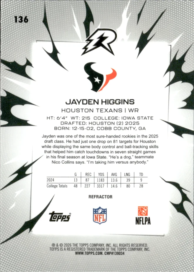 Jayden Higgins card back