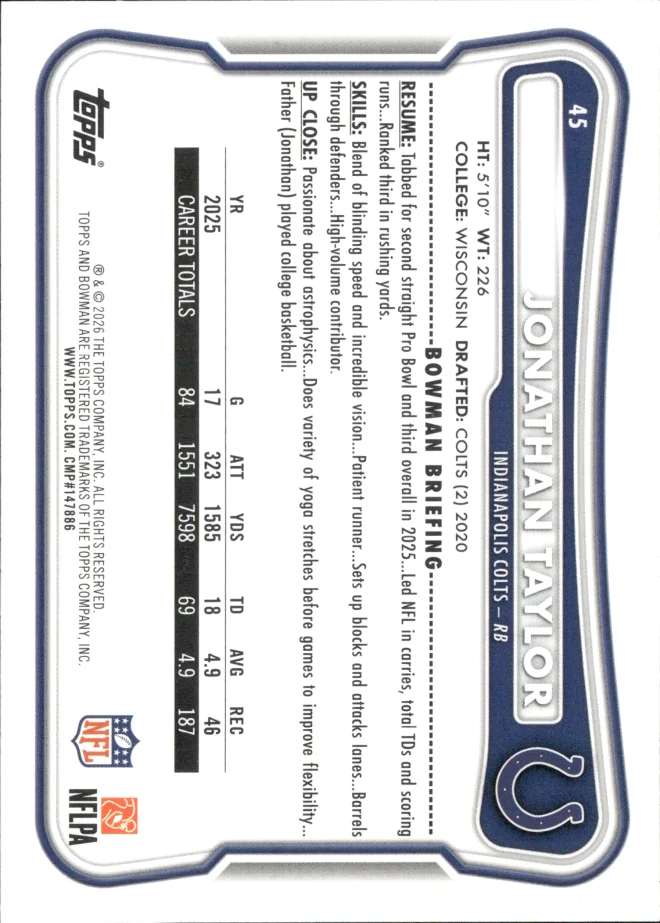 Jonathan Taylor card back