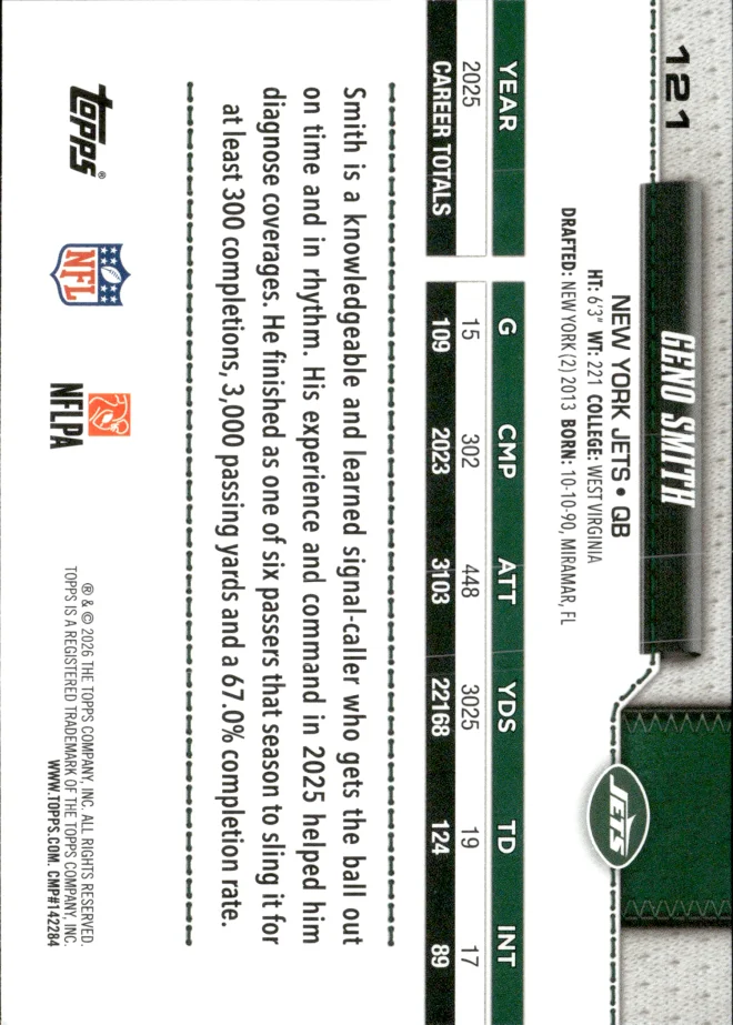 Geno Smith card back