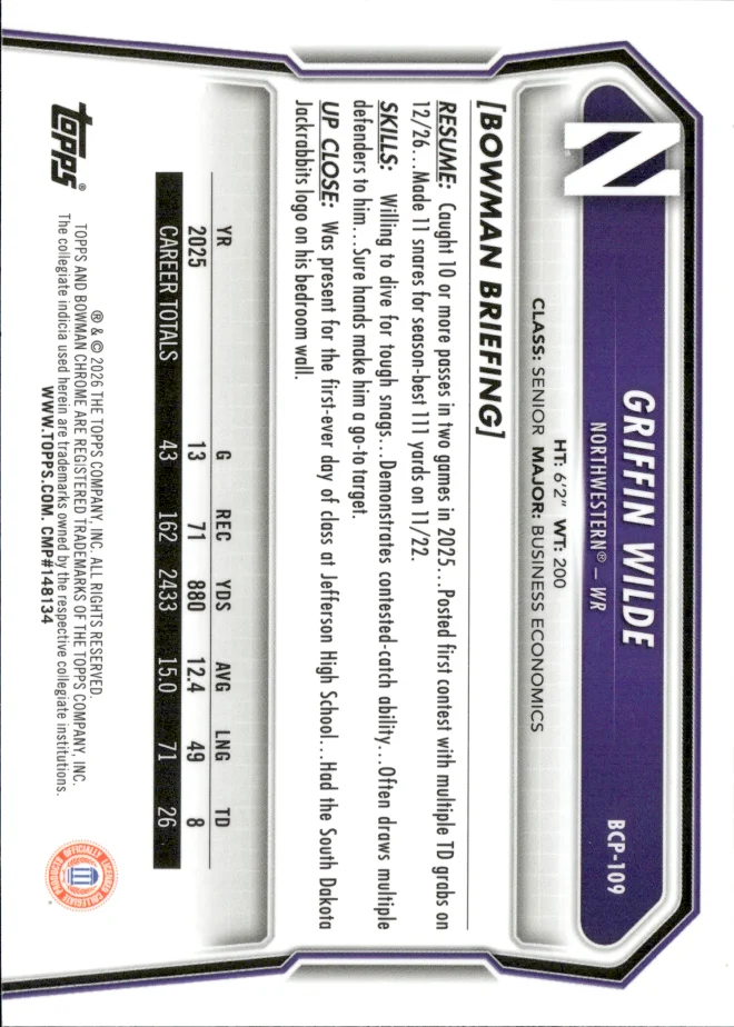Griffin Wilde card back