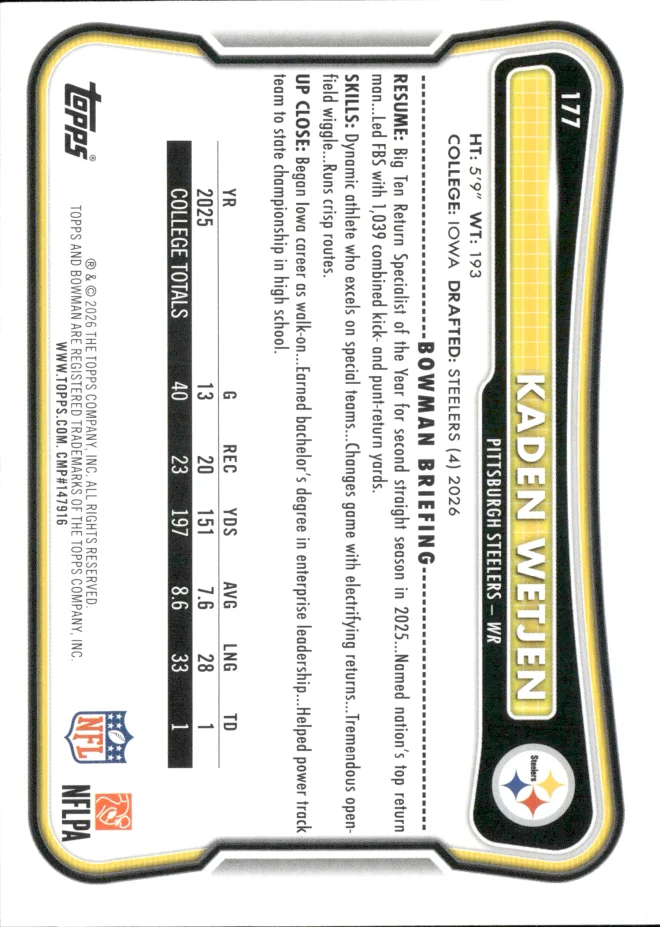 Kaden Wetjen card back