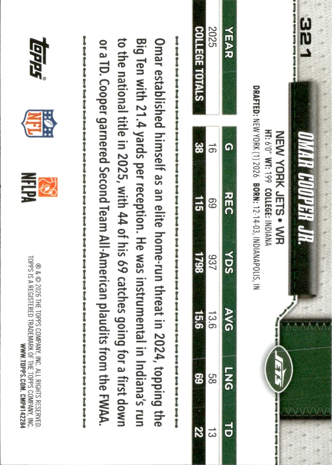 Omar Cooper Jr. card back