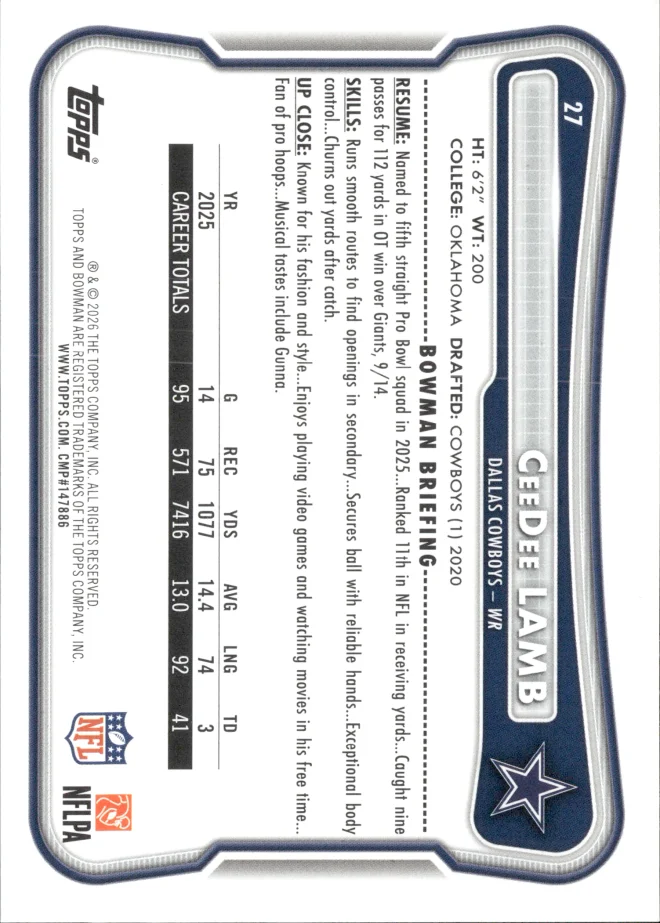 CeeDee Lamb card back
