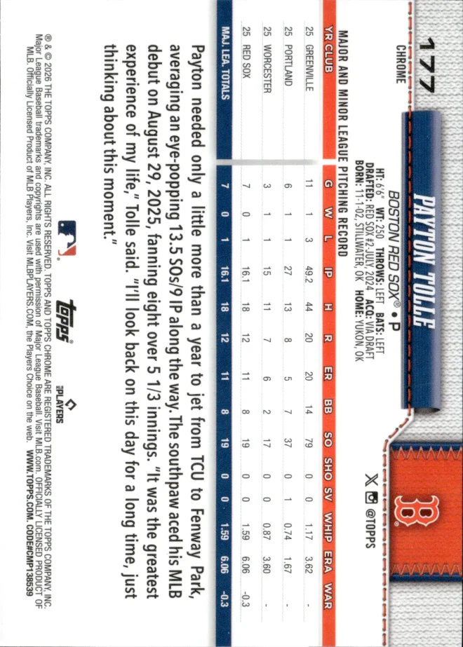 Payton Tolle card back