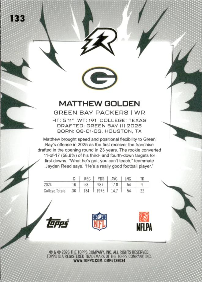 Matthew Golden card back