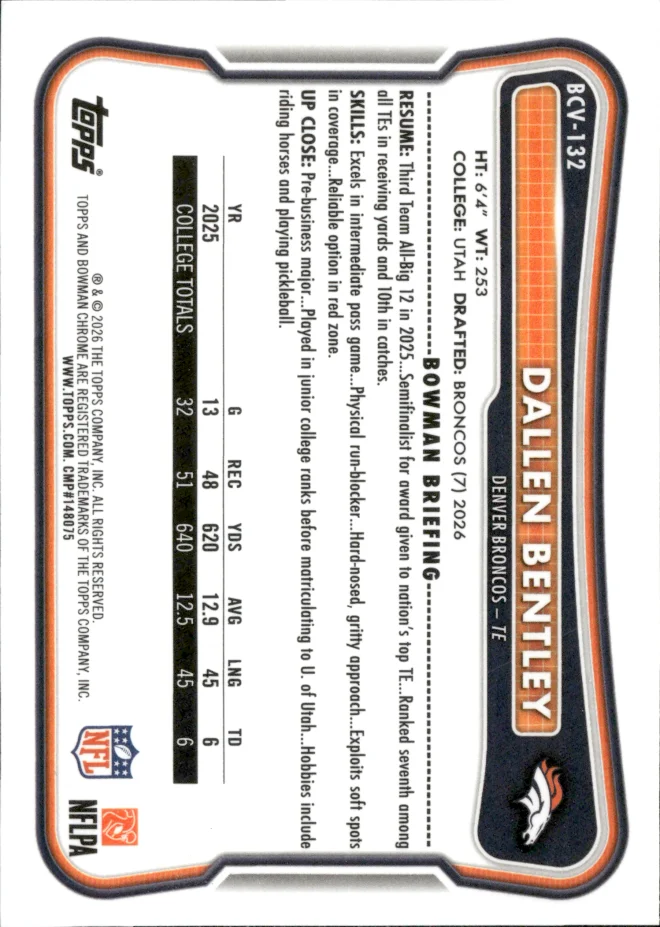Dallen Bentley card back
