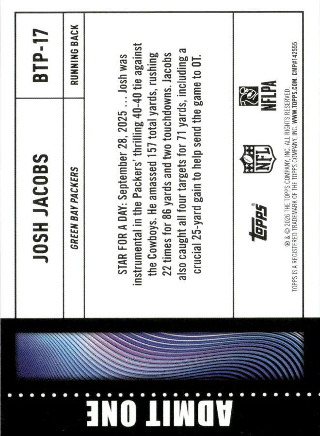 Josh Jacobs card back