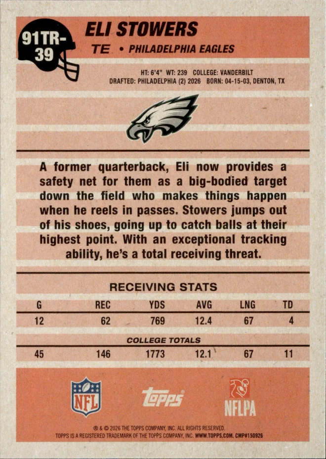 Eli Stowers card back
