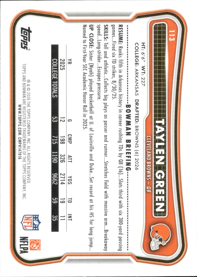 Taylen Green card back