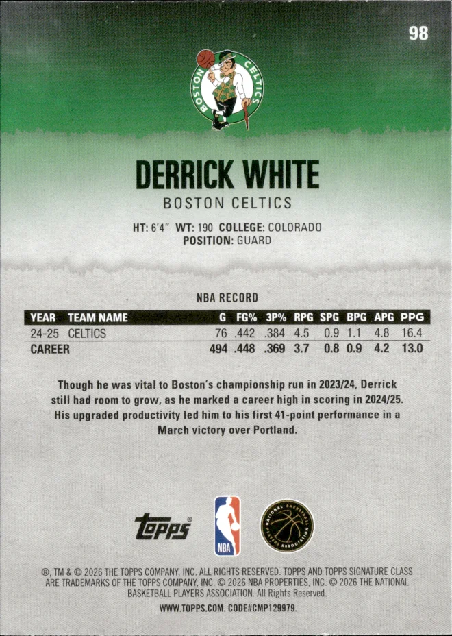 Derrick White card back