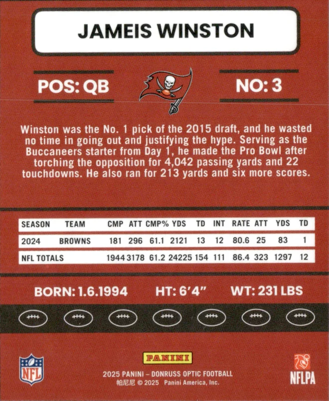 Jameis Winston card back
