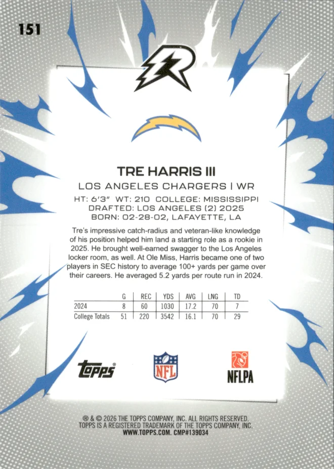 Tre Harris III card back