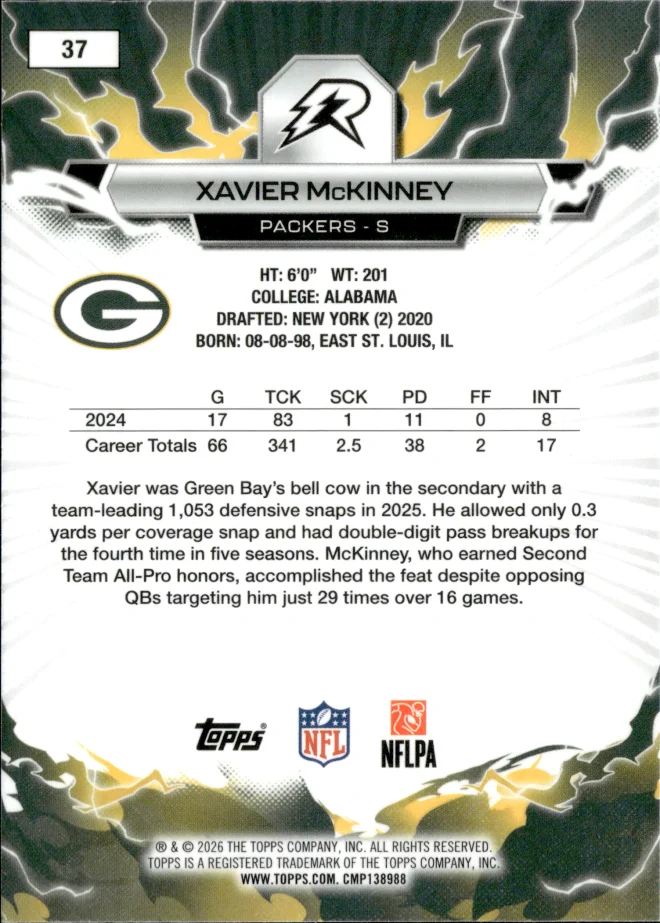 Xavier McKinney card back