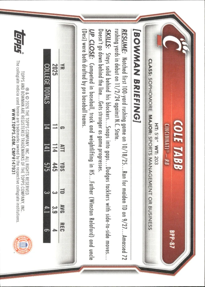 Cole Tabb card back