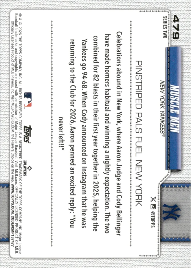 Aaron Judge / Cody Bellinger card back