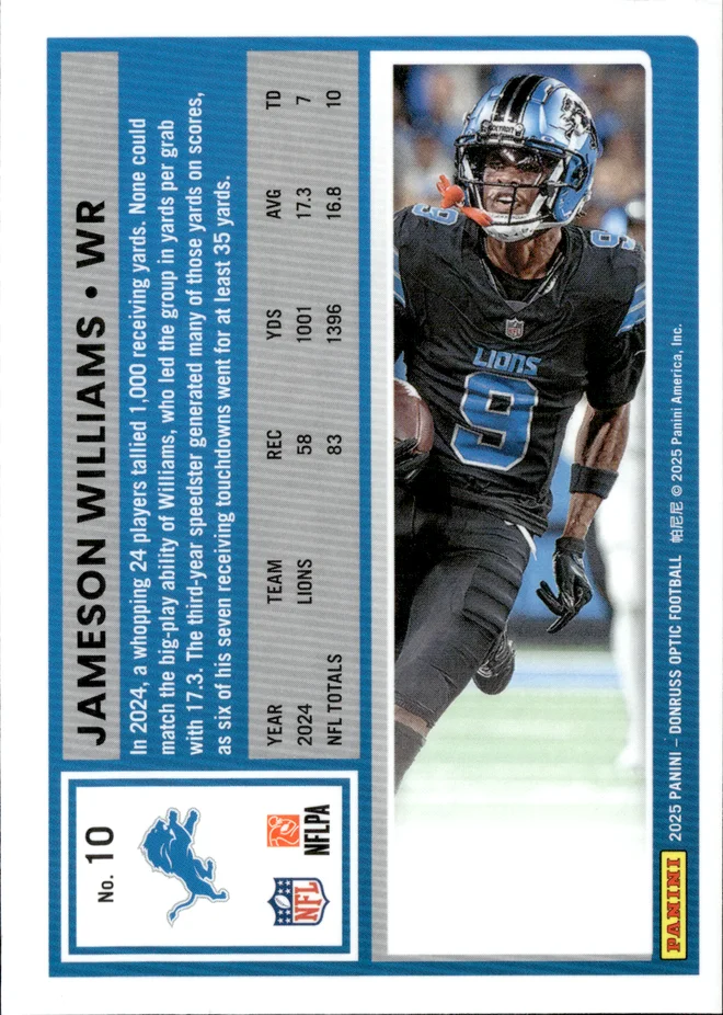 Jameson Williams card back