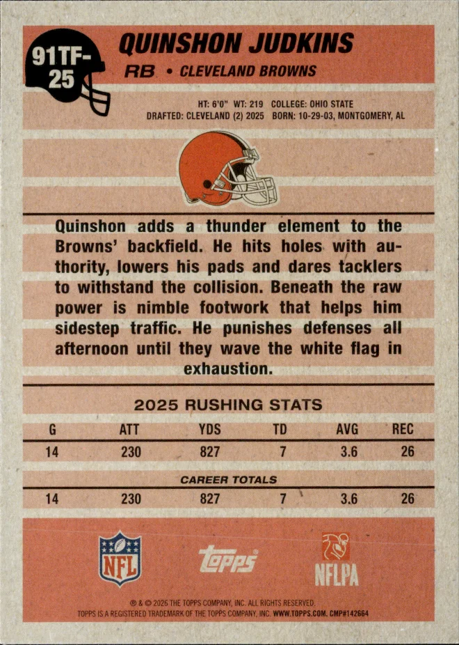 Quinshon Judkins card back