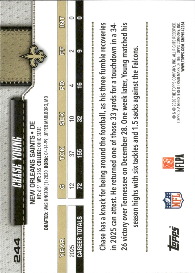 Chase Young card back