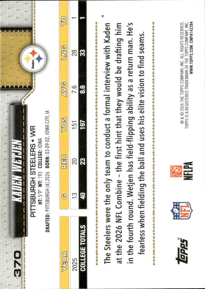 Kaden Wetjen card back
