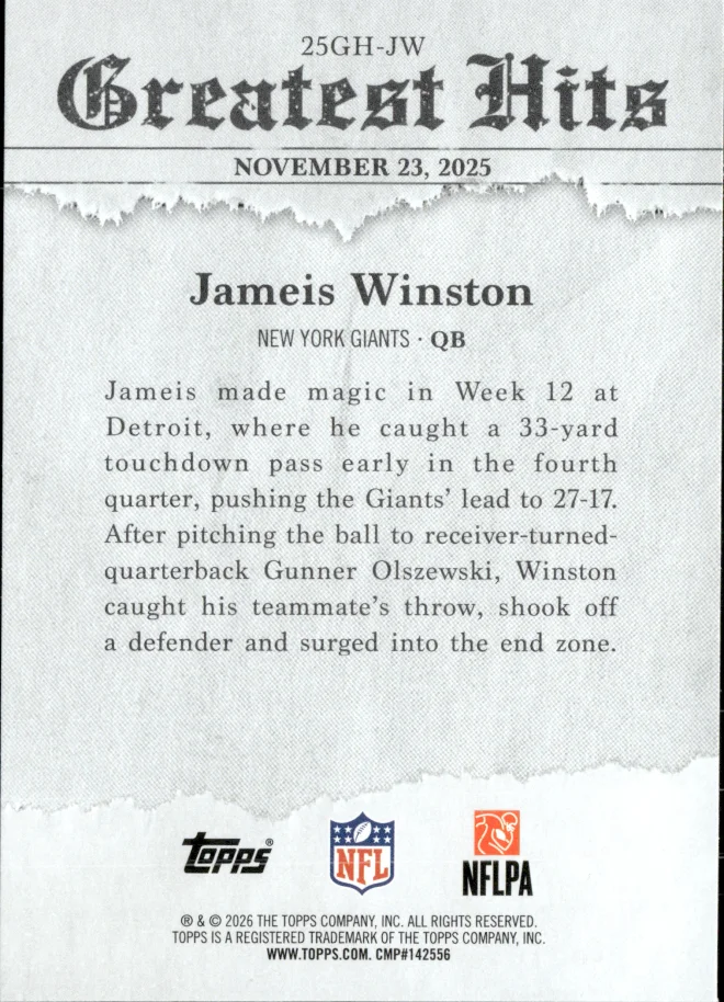 Jameis Winston card back