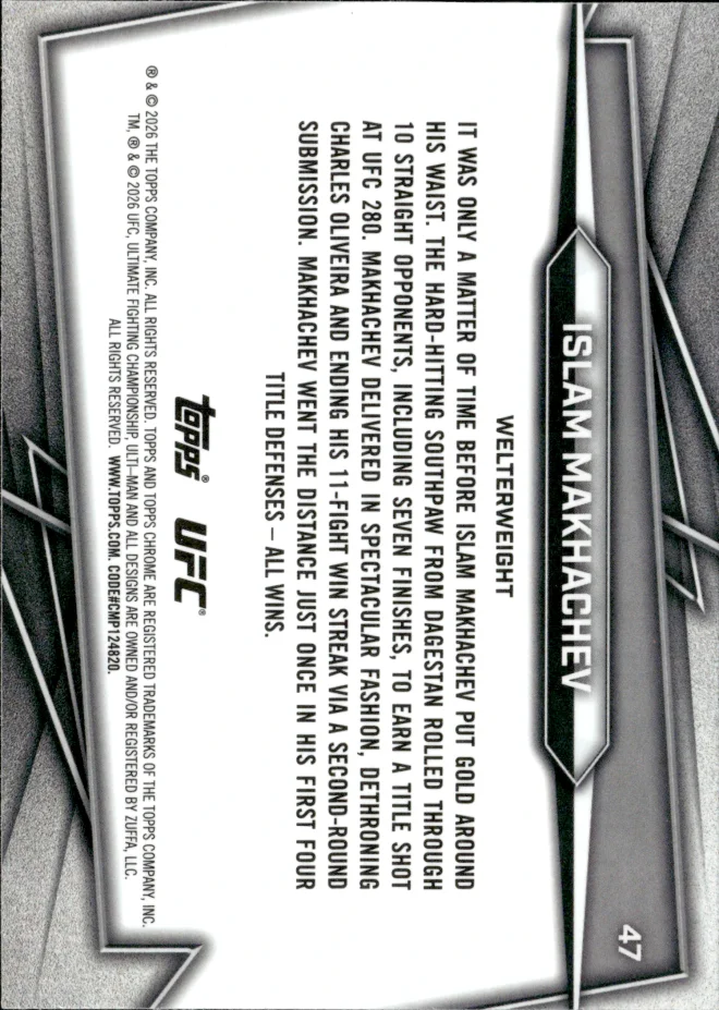 Islam Makhachev card back