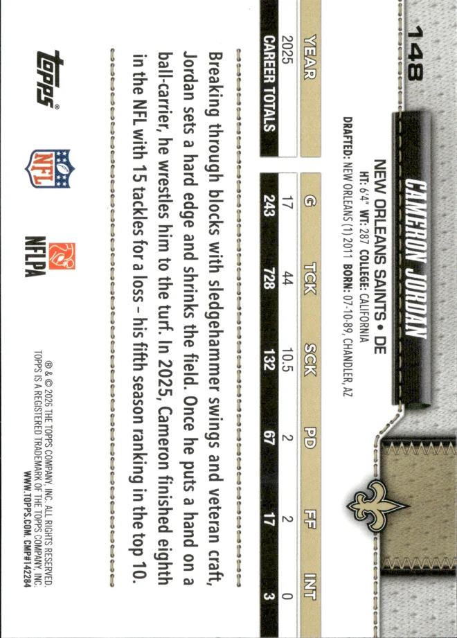 Cameron Jordan card back