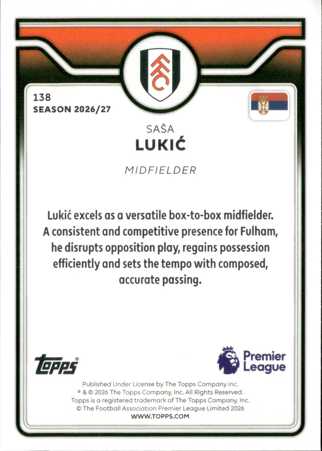 Saša Lukić card back