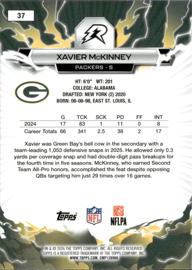 Xavier McKinney card back