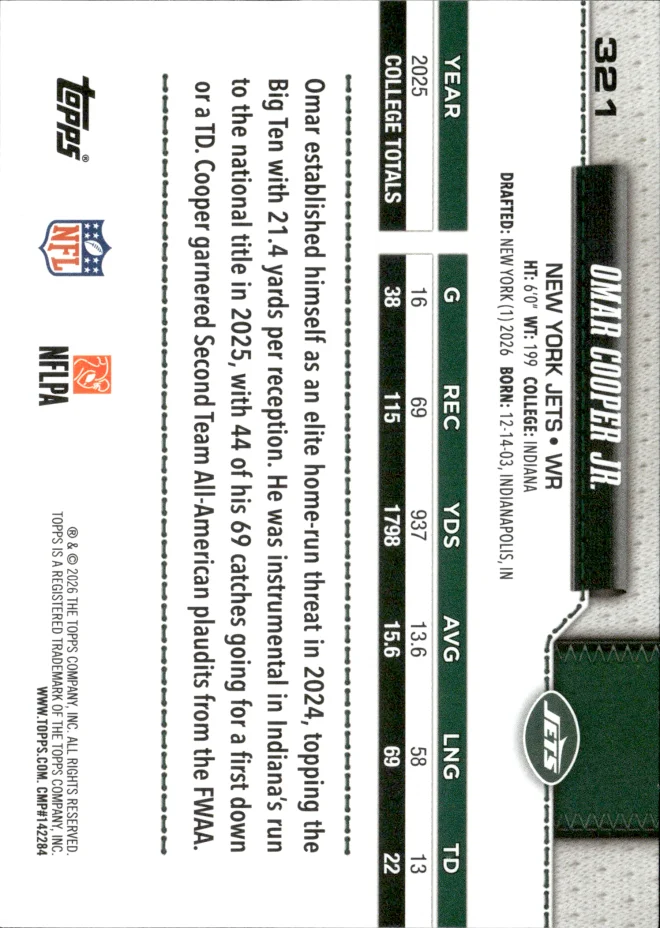 Omar Cooper Jr. card back