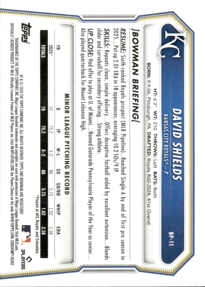 David Shields card back
