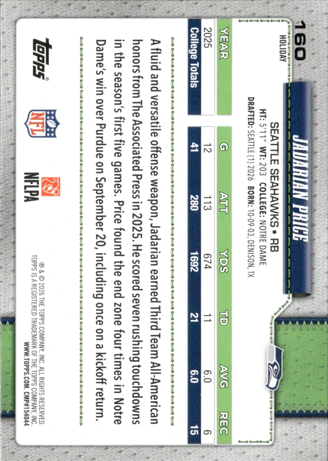 Jadarian Price card back