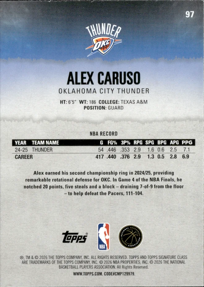 Alex Caruso card back
