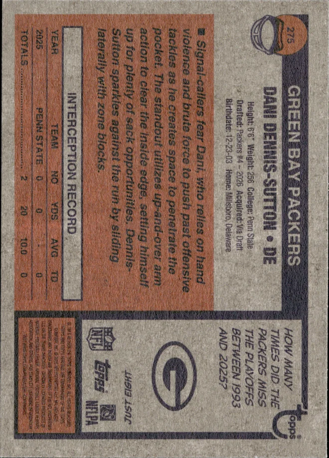 Dani Dennis-Sutton card back
