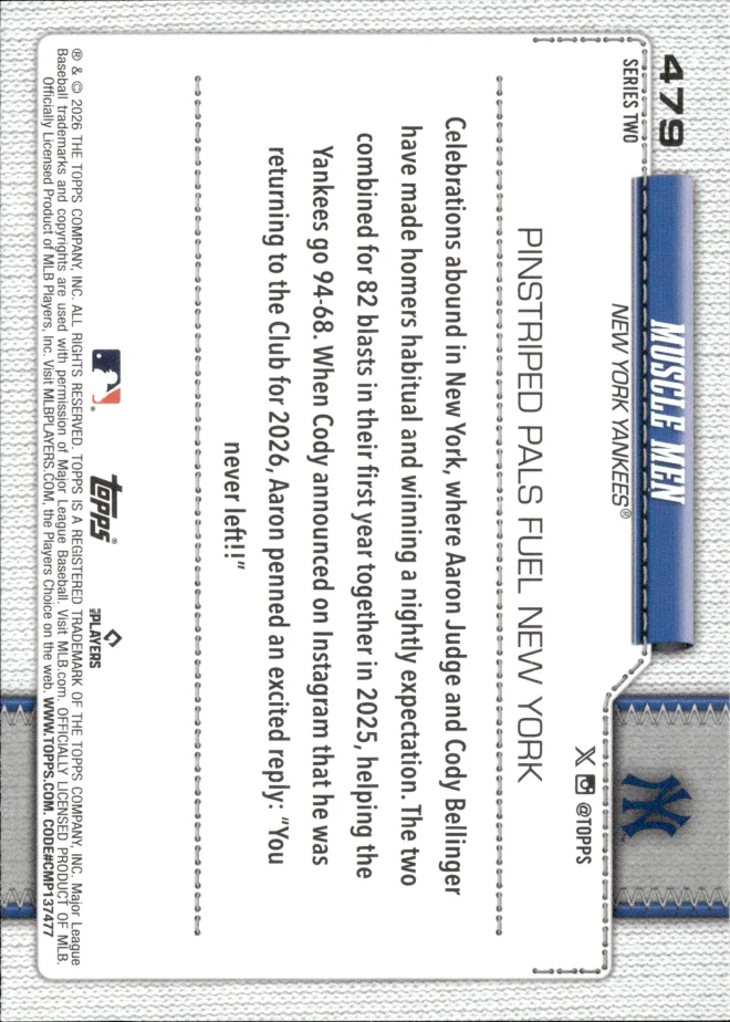 Aaron Judge / Cody Bellinger card back