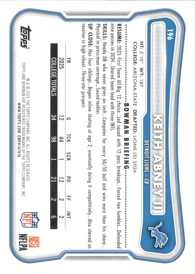 Keith Abney II card back